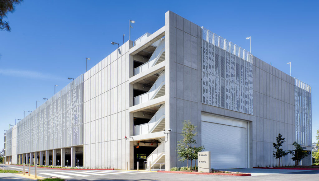 BOK Modern metal cladding and facade design for commercial parking garage
